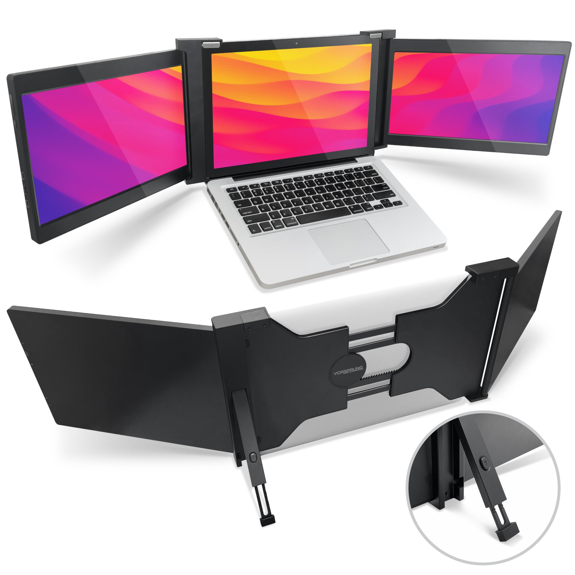 Triple Portable Monitor for Laptop | 12 | 1080P HD | Compatible with