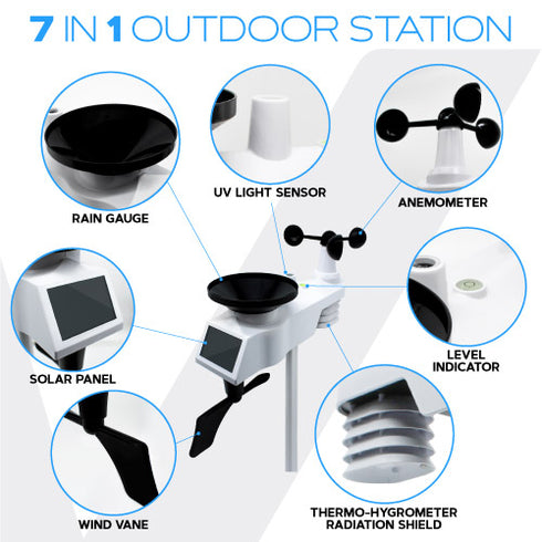 WiFi Weather Station with Outdoor Wireless Sensors + 2 Extra Sensors