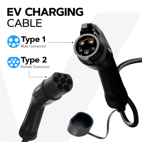 EV Charging Cable | Type 2 to Type 1 | 10-Metre | 1 Phase | 32A | 7.68kW