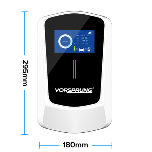 VoltRider (White) - LCD Smart EV Wall Charger Type 2 with Smart App & LCD Display | 32A/7.4kW | 5M - White