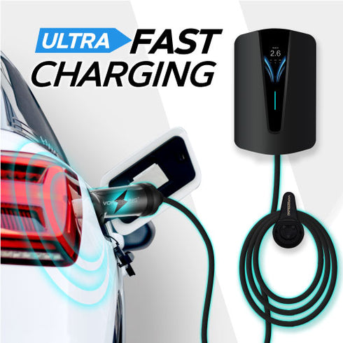 DarkKnight - LCD Smart EV Wall Charger Type 2 with Smart App & LCD Display | 32A/7.4kW | 5M